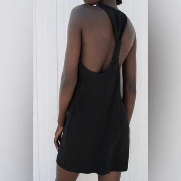 NWT Zara Twist Back Black Dress - Picture 3 of 6